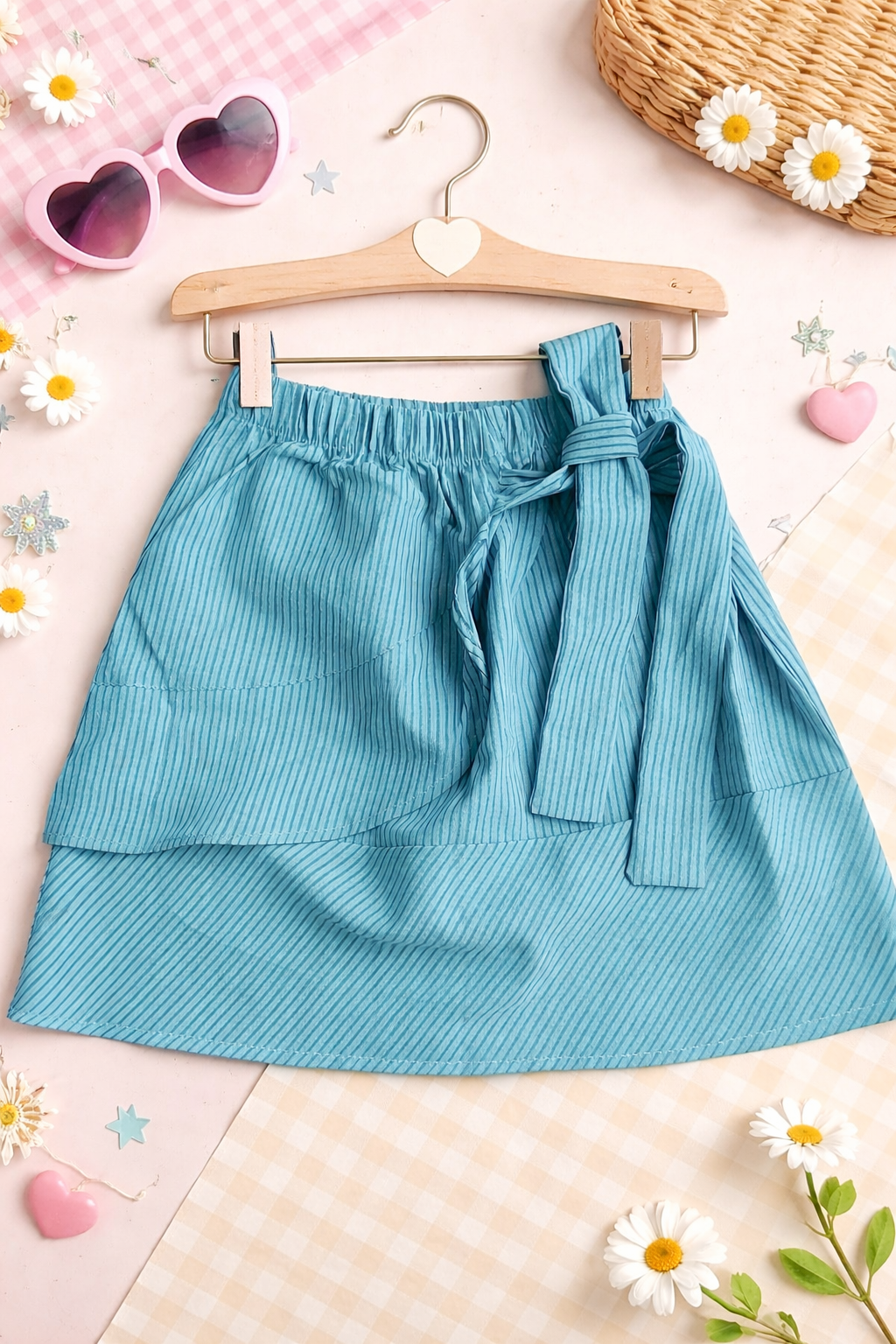 Aqua Ribbon girls summer Skirt