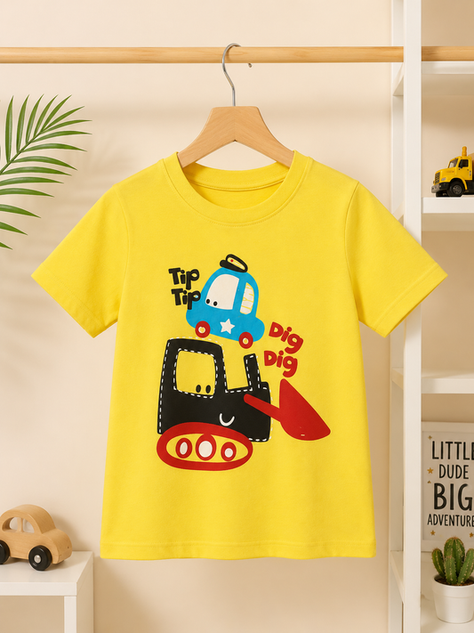 Car dig dig kids summer tshirt