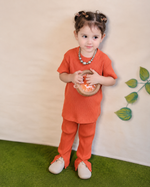 Orange twinkle waffel shirt and trouser