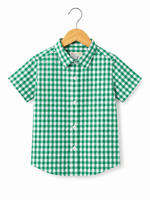 Green boys check casual shirt
