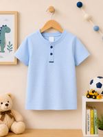 Sky Color Button up henley kids Summer Shirt