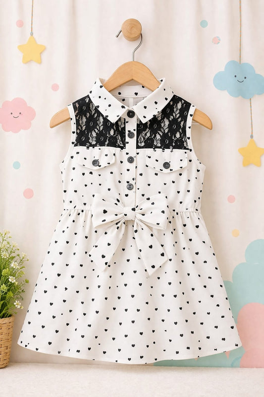White sweat hearts girls frock