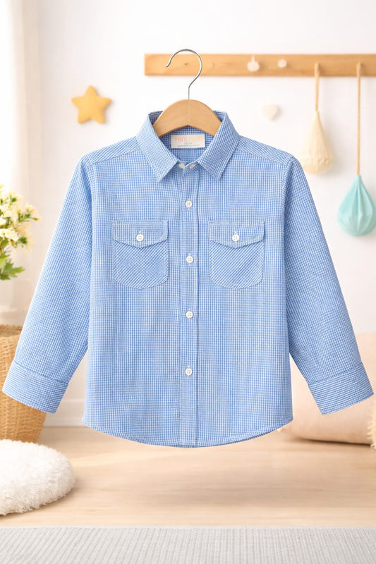 Blue boys check casual full saleeves shirt